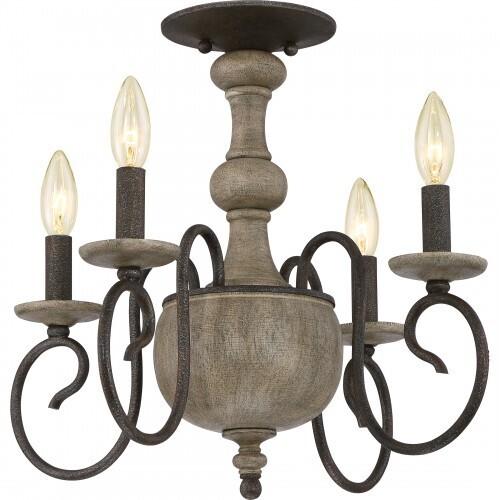 Quoizel CS1718RK Castile Semi flush convertble 4-light rustic black Semi-Flush Mount