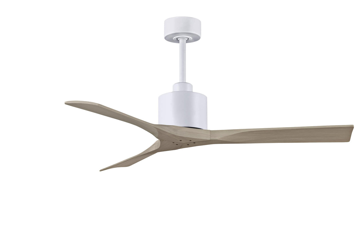 Matthews Fan NK-MWH-GA-52 Nan 6-speed ceiling fan in Matte White finish with 52” solid gray ash tone wood blades