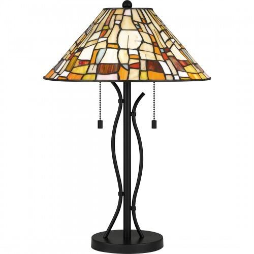 Quoizel TF5619MBK Tiffany Table lamp tiffany 2 lights matte black Table Lamp