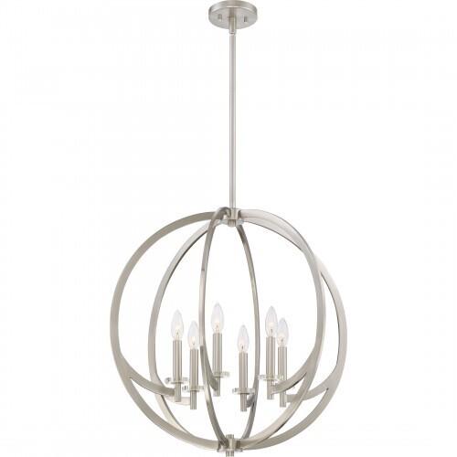 Quoizel ON2824BN Orion Pendant brushed nickel 6lts Pendant