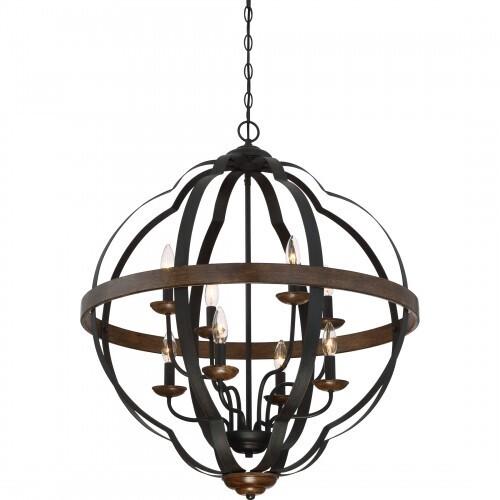 Quoizel SRN5208MK Siren 8 light foyer marcado blk Pendant