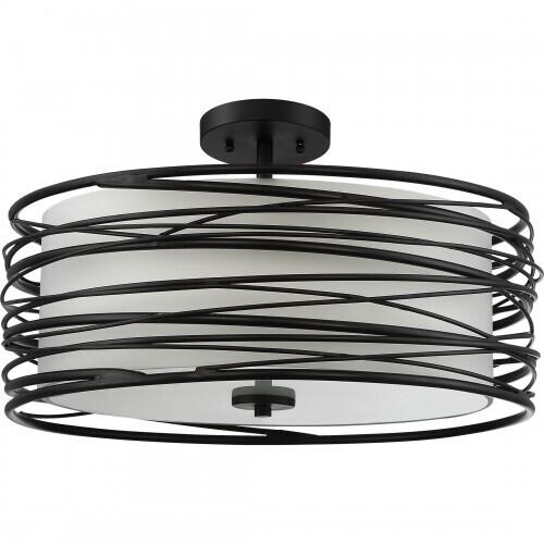 Quoizel SPL1720K Spiral Semi flush mount 3 lights mystic black Semi-Flush Mount