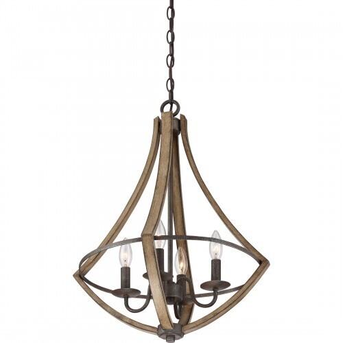 Quoizel SHR2818RK Shire 4 light pendant rustic black Chandelier