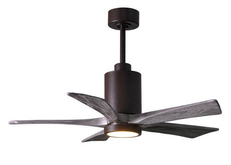 Matthews Fan PA5-TB-BW-42 Patricia-5 five-blade ceiling fan in Textured Bronze finish with 42” solid barn wood tone blades and dimmable LED light kit 
