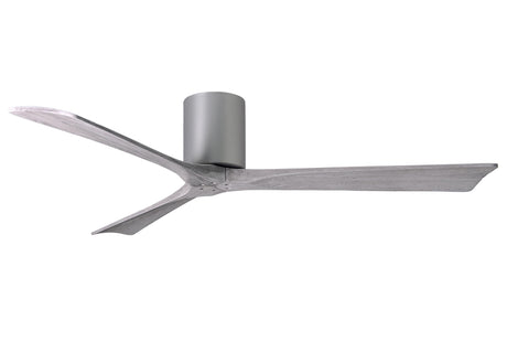 Matthews Fan IR3H-BN-BW-60 Irene-3H three-blade flush mount paddle fan in Brushed Nickel finish with 60” solid barn wood tone blades.