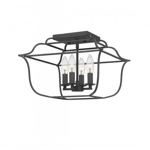 Quoizel GLY1714BA Gallery Semi flush mount 4 light royal ebony Semi-Flush Mount