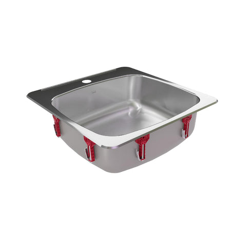KINDRED RSL2020-1N Reginox 20.13-in LR x 20.56-in FB x 7-in DP Drop In Single Bowl 1-Hole Stainless Steel Kitchen Sink In Linear Brushed Bowl with Mirror Finished Rim