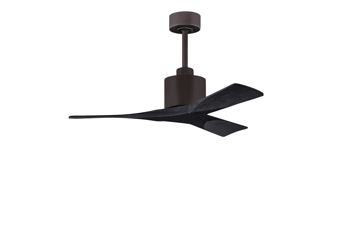 Matthews Fan NK-TB-BK-42 Nan 6-speed ceiling fan in Textured Bronze finish with 42” solid matte black wood blades