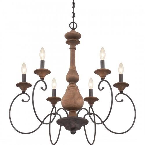 Quoizel ABN5006RK Auburn Chandelier 6-light rustic black Chandelier