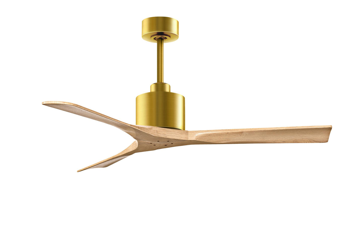 Matthews Fan NK-BRBR-LM-52 Nan 6-speed ceiling fan in Brushed Brass finish with 52” solid light maple tone wood blades