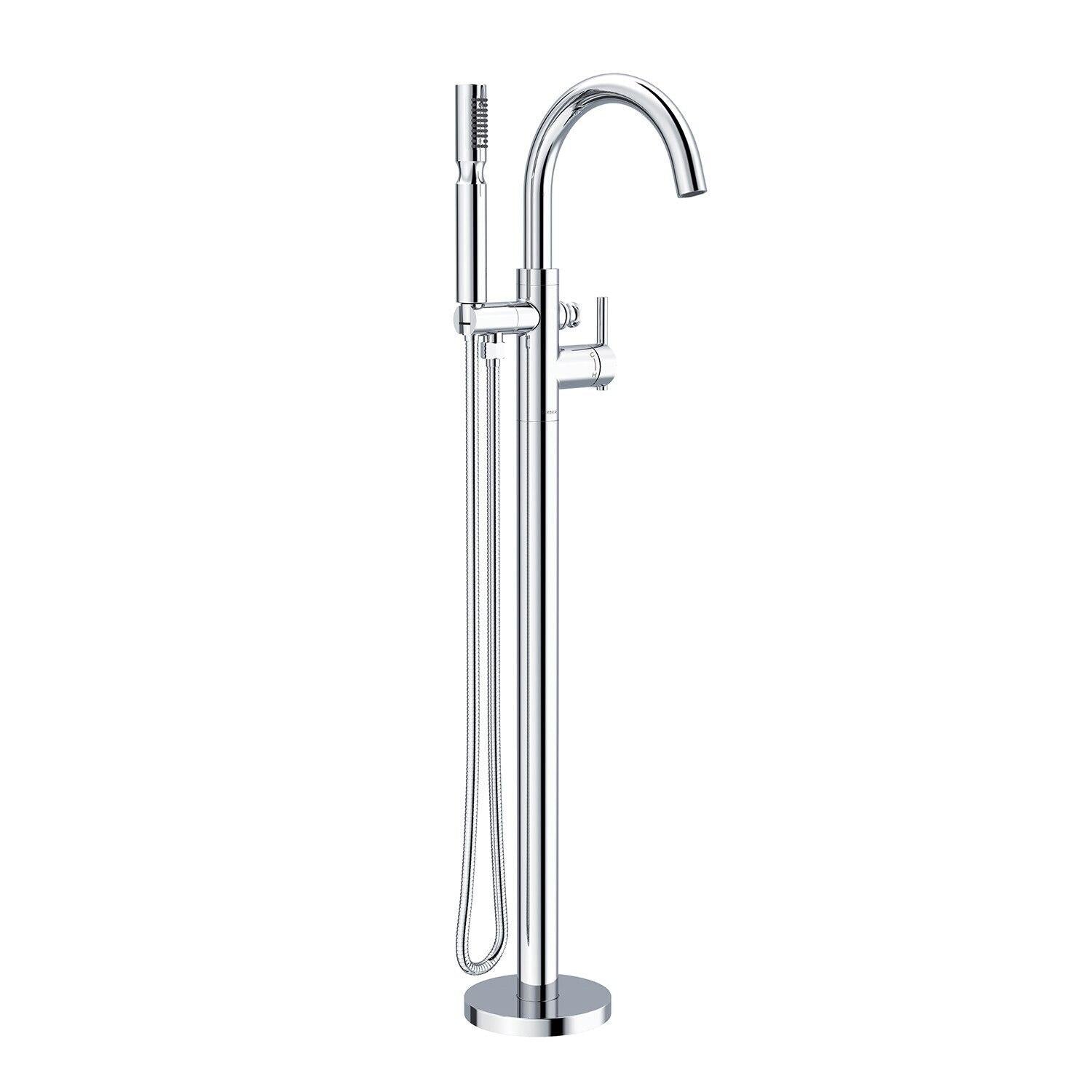 Gerber D300558BST Satin Black Contemporary Floor Mount Tub Filler Trim Kit With HANDS...