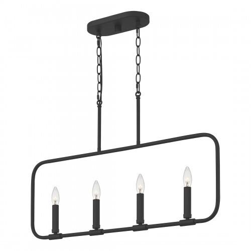Quoizel ABR432MBK Abner Linear chandelier 4 light matte black Island Light