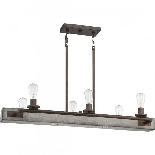 Quoizel MVL642IN Melville Linear chandelier 6 light iron gate Island Light