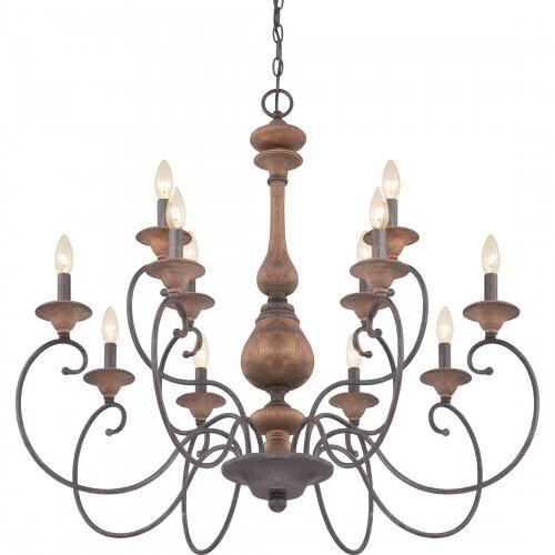 Quoizel ABN5012RK Auburn Chandelier 12-light rustic black Chandelier