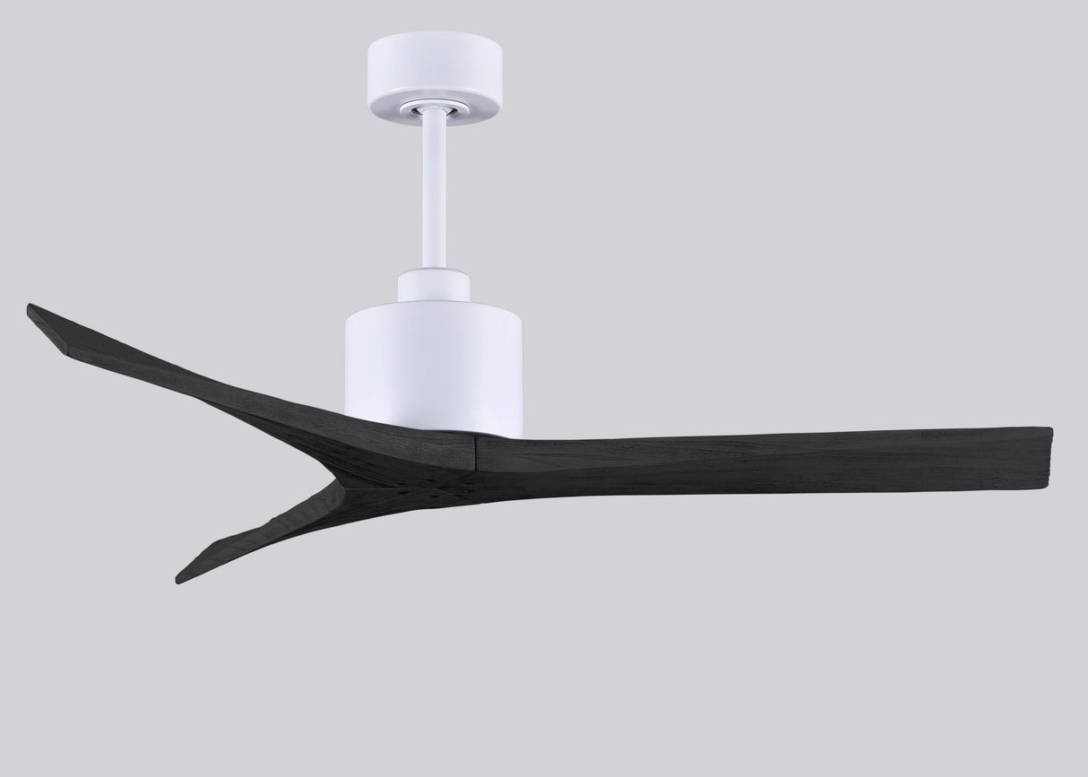 Matthews Fan MW-MWH-BK-52 Mollywood 6-speed contemporary ceiling fan in Matte White finish with 52” solid matte black wood blades