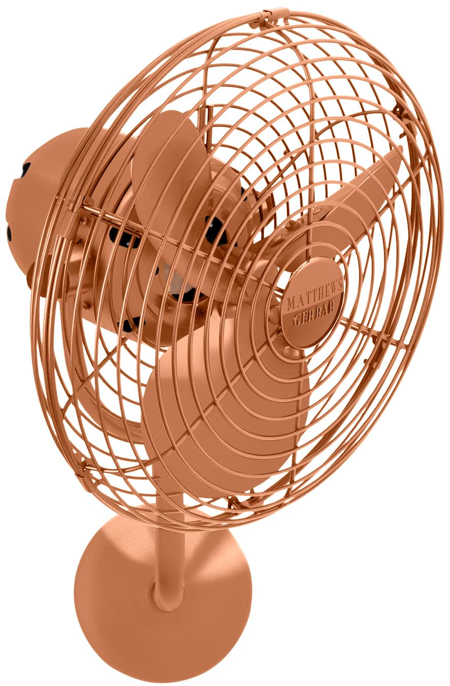 Matthews Fan MP-BRCP-MTL Michelle Parede vintage style wall fan in brushed copper finish.