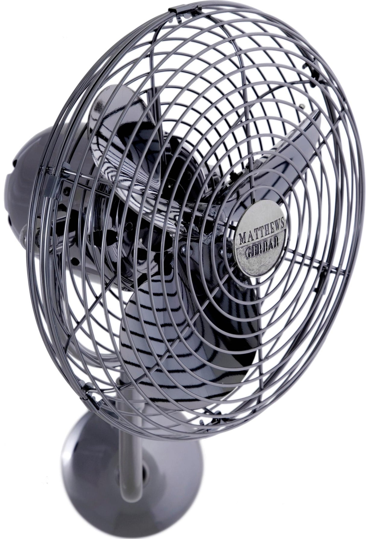 Matthews Fan MP-BKN-MTL Michelle Parede vintage style wall fan in black nickel finish.