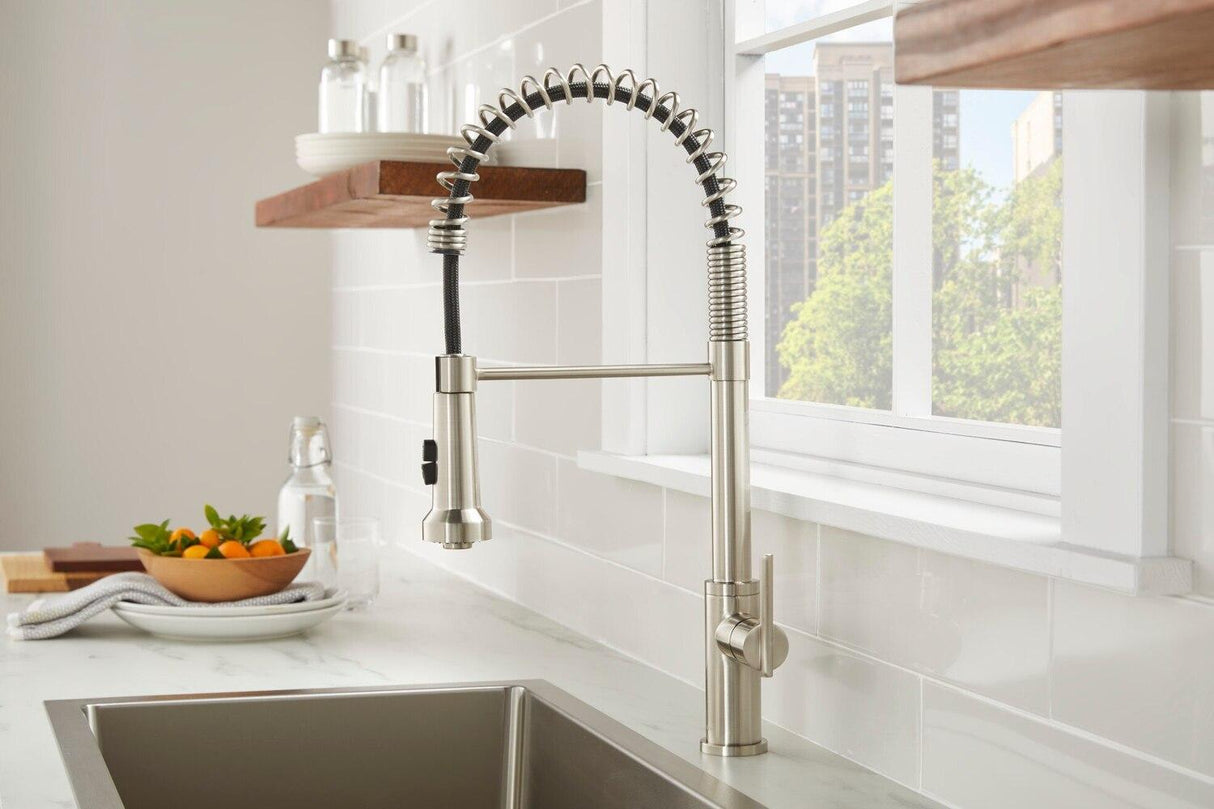 Gerber D454258SS Parma Pre-rinse Single Handle Spring Pull-down Kitchen Faucet - ...