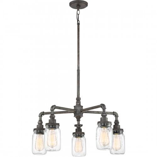 Quoizel SQR5005RK Squire 5 light chandelier rustic blk Chandelier