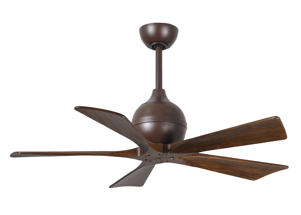 Matthews Fan IR5-TB-WA-42 Irene-5 five-blade paddle fan in Textured Bronze finish with 42" solid walnut tone blades.