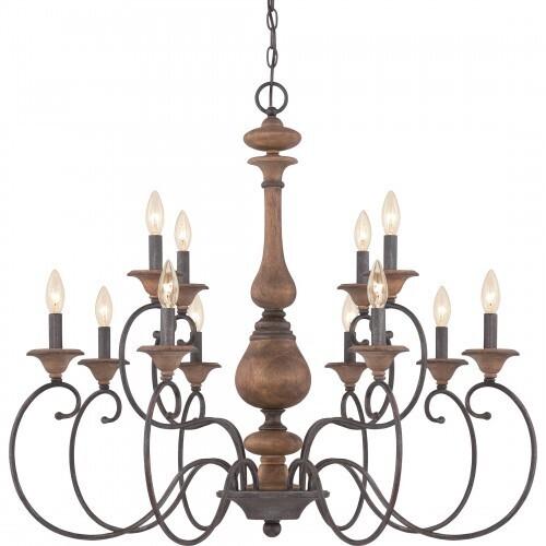 Quoizel ABN5012RK Auburn Chandelier 12-light rustic black Chandelier