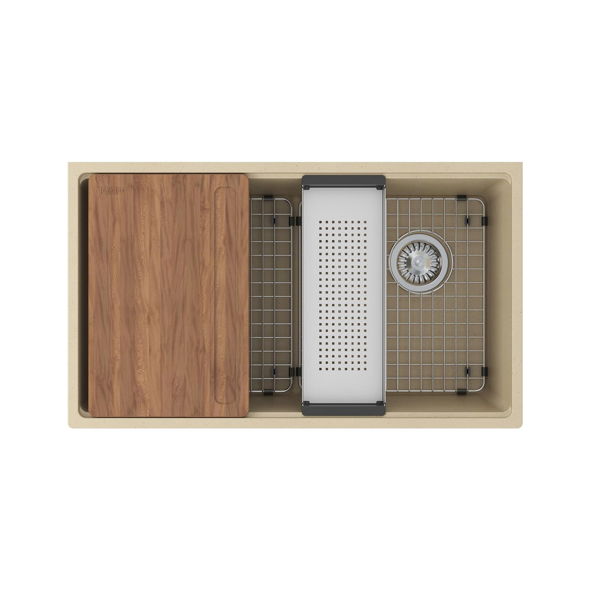 FRANKE MAG11031OW-CHA-WKC Maris Undermount 33-in x 19.31-in Granite Single Bowl Kitchen Sink in Champagne In Champagne