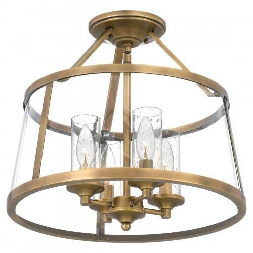 Quoizel BAW1716WS Barlow Semi-flush mount 4 light weathered brass Semi-Flush Mount