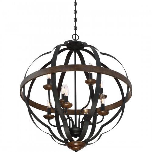 Quoizel SRN5208MK Siren 8 light foyer marcado blk Pendant