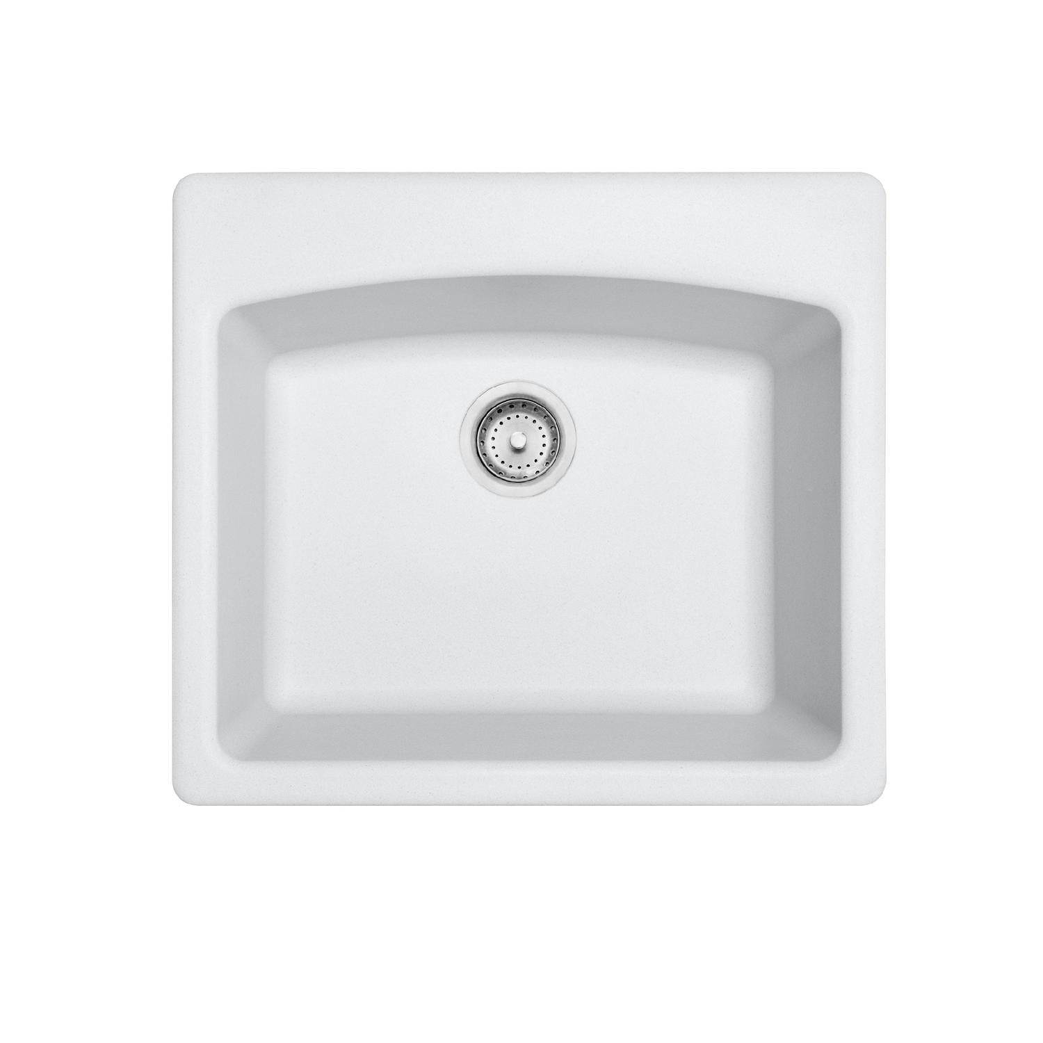 FRANKE ESPW25229-1 Ellipse 25.0-in. x 22.0-in. Polar White Granite Dual Mount Single Bowl Kitchen Sink - ESPW25229-1 In Polar White