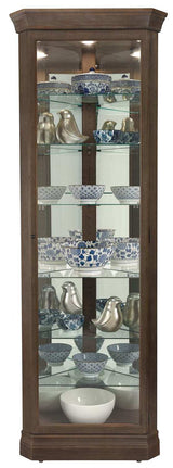Howard Miller Delia Curio Cabinet 680-641 - Aged Auburn Finish, Vertical Home Decor, Seven Glass Shelves, Eight Level Display Case, Locking Door, No Reach Light