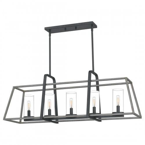 Quoizel QF5277DO Lincoln Linear chandelier 5 light distressed iro Island Light
