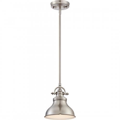 Quoizel ER1508BN Emery Vintage Mini Pendant Lighting, 1-Light, 100 Watts, Brushed Nickel (9" H x 8" W)