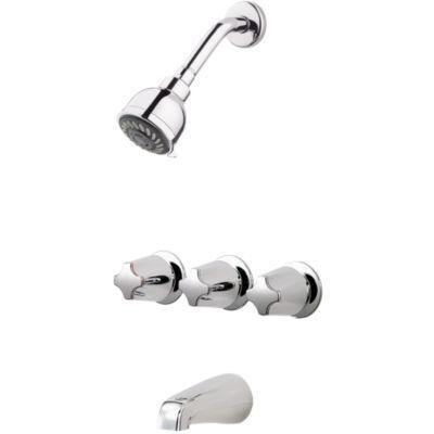 Polished Chrome Pfister 3-handle Tub & Shower Faucet With Metal KNO... LG01-3110