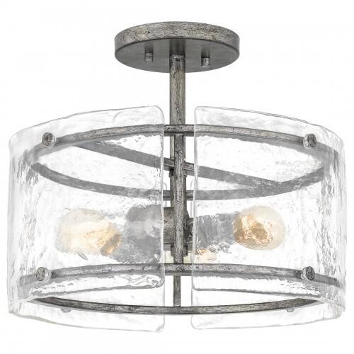 Quoizel FTS1716MM Fortress Semi-flush mount 3 light mottled silver Semi-Flush Mount
