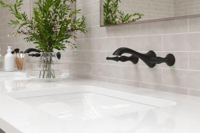 Pfister Matte Black 2-handle Wall Mount Bathroom Faucet LG49-RH4B