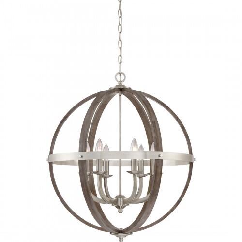 Quoizel FSN5206BN Fusion 6lts foyer brushed nickel 24.5"d Pendant