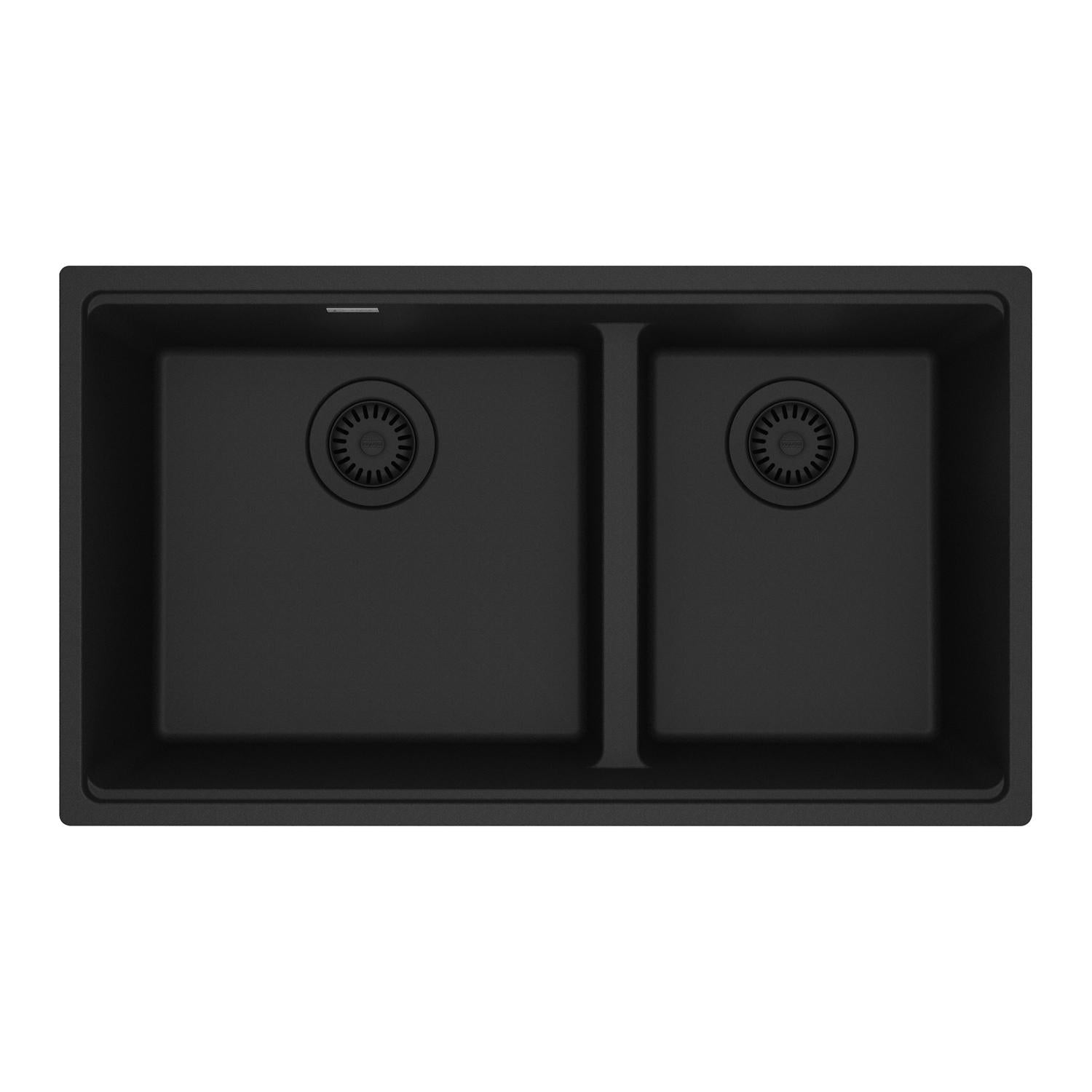 FRANKE MAG1601611LD-MBK Maris Undermount 31-in x 17.81-in Granite Double Bowl Kitchen Sink in Matte Black In Matte Black
