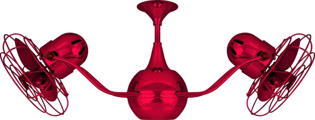 Matthews Fan VB-RED-MTL Vent-Bettina 360° dual headed rotational ceiling fan in Rubi (Red) finish with metal blades.