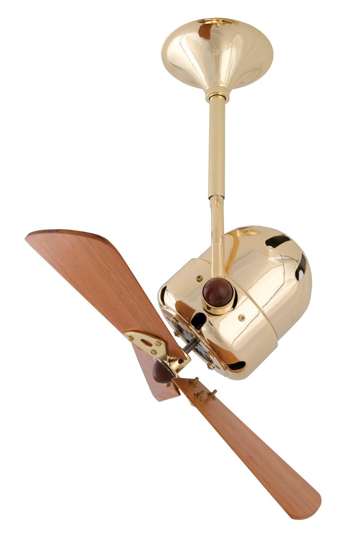 Matthews Fan BD-BRBR-WD Bianca Direcional ceiling fan in Brushed Brass finish with solid sustainable mahogany wood blades.