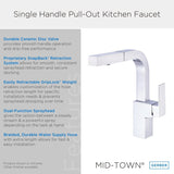Gerber D404562SS Stainless Steel Mid-town Single Handle Pull-out Kitchen Faucet