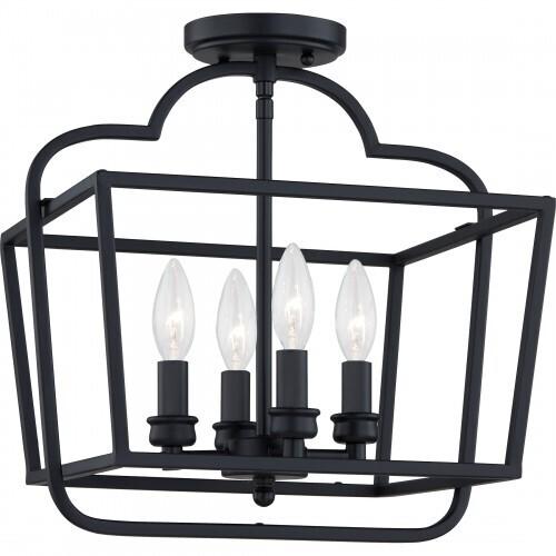 Quoizel BLA1714MBK Blanche Semi-flush mount 4 lights matte black Semi-Flush Mount