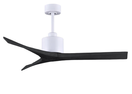 Matthews Fan MW-MWH-BK-52 Mollywood 6-speed contemporary ceiling fan in Matte White finish with 52” solid matte black wood blades