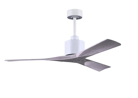 Matthews Fan NK-MWH-BW-52 Nan 6-speed ceiling fan in Matte White finish with 52” solid barn wood tone wood blades