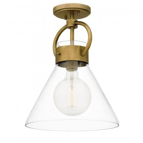Quoizel WBS1712WS Webster Semi flush 1 light weathered brass Semi-Flush Mount