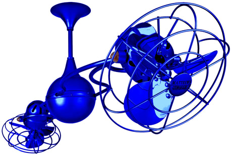Matthews Fan IV-BLUE-MTL Italo Ventania 360° dual headed rotational ceiling fan in Safira (Blue) finish with metal blades.