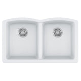 FRANKE ELG120PWT Ellipse 33.0-in. x 19.7-in. Polar White Granite Undermount Double Bowl Kitchen Sink - ELG120PWT In Polar White