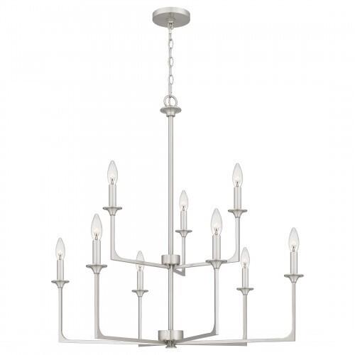 Quoizel PRC5232BN Prescott Chandelier 9 lights brushed nickel Chandelier