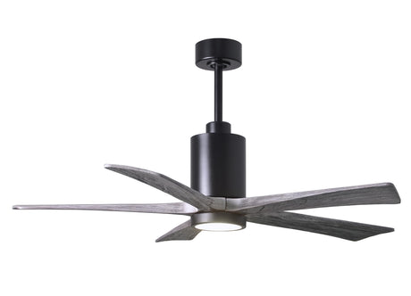 Matthews Fan PA5-BK-BW-52 Patricia-5 five-blade ceiling fan in Matte Black finish with 52” solid barn wood tone blades and dimmable LED light kit