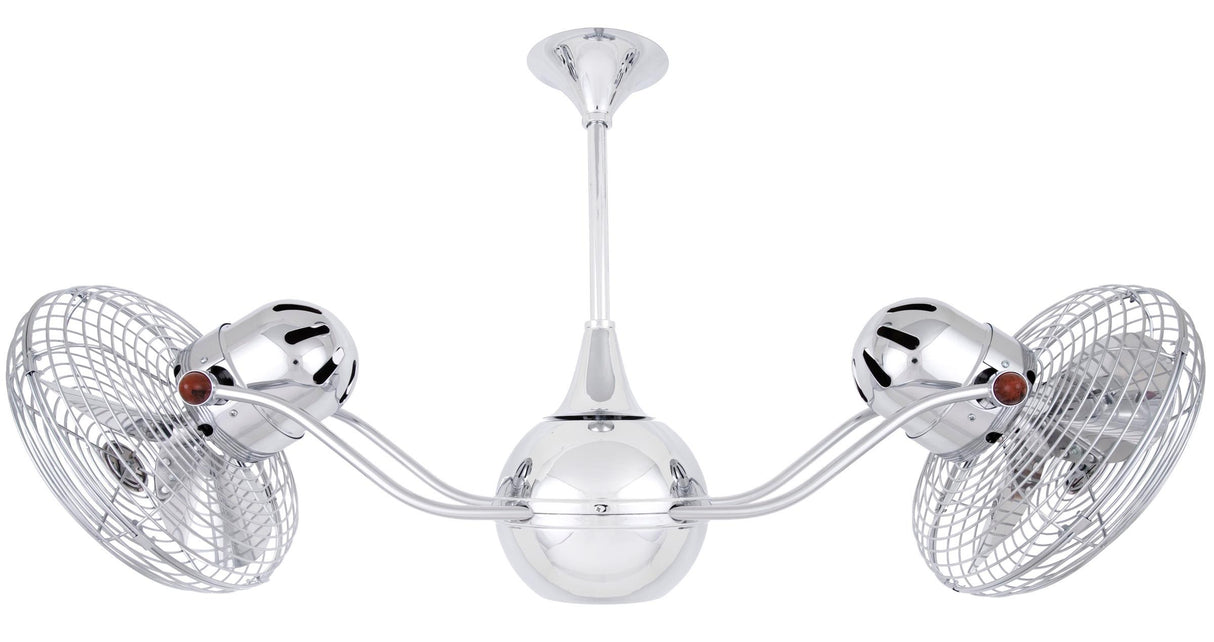 Matthews Fan VB-CR-MTL Vent-Bettina 360° dual headed rotational ceiling fan in polished chrome finish with metal blades.
