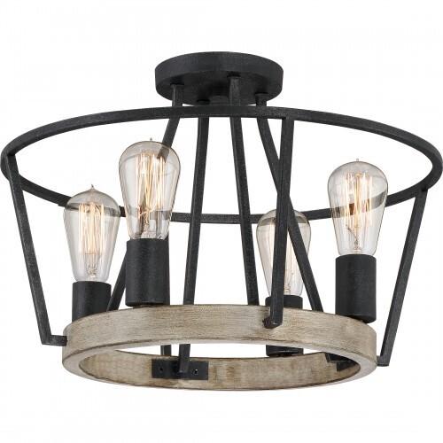 Quoizel BRT1717GK Brockton 4 light semi flush grey ash Semi-Flush Mount